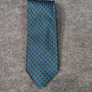 Vintage Trussini Cravatte Made in Italy 100% Silk Tie Blue Geometric Pattern